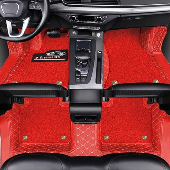Muchkey automobilių grindų kilimėliai Custom Double Leather Šenilo kilimėliai Interjero aksesuarai Kilimas Auto Protective Pad