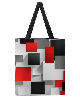 Geometrinės figūros Raudona Juoda Pilka Abstrakti Didelės talpos moterys Apsipirkimo krepšys Mergina Moteriška ponia Pečių krepšiai Studentų rankinės