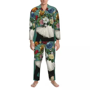 Moterys Galva Gėlių spausdinimo pižama Vyrai Pop Art You Loved Me A Thousand Winters Leisure Sleepwear Autumn 2 Piece Design Pižamų rinkinys