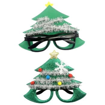 Y1UE Linksmų kalėdinių akinių rėmelis Kalėdiniai kostiuminiai akiniai be lęšių Vaikų suaugusiųjų kalėdinių vakarėlių reikmenys