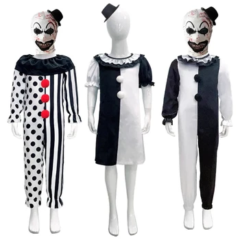 Vaikų klounų kostiumai Cosplay kaukė Džokeris Teroras Kombinezonas Helovino siaubo smėlinukas Karnavalo scenos maskaradas Vaidmenų žaidimų vakarėlių kostiumai