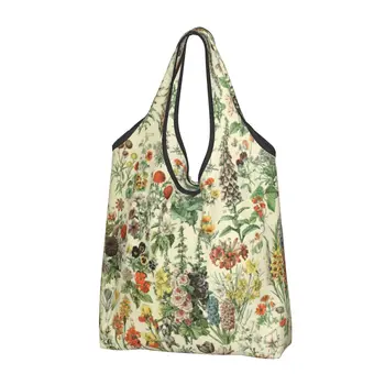 Custom Adolphe Millot Fleurs pirkinių krepšiai Moteriški nešiojami didelės talpos bakalėjos prekės Enciklopedija Klasikinis knygų pirkėjas Tote krepšiai