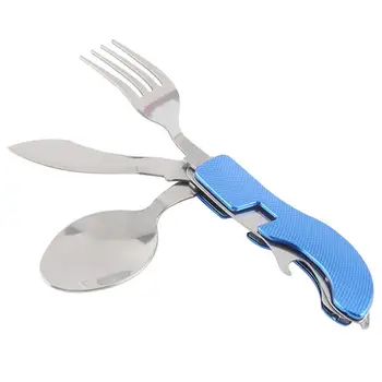 3 in 1 Flatware Set Camping Cutlery Multitool Spoon Fork Knife Knife Knife Fork Bottle Opener Folding Pocket Kit Indai