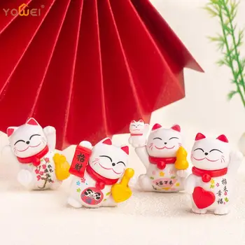 1Vnt Mini Lucky Fortune Katės dekoravimas Pagrindinis Feng Shui Kawaii Turtas Katė Maneki Neko Ornamentas Kūrybinė žaislinė skulptūra Statulos dekoras