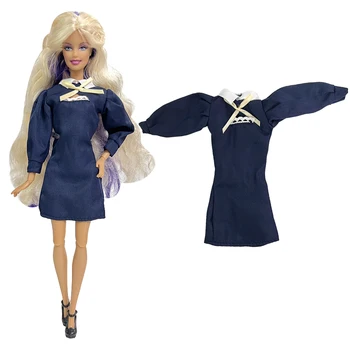 NK Official 1 Pcs Doll drabužiai suporuoti su oficialia apranga tamsiai mėlyni stovintys marškiniai su apykakle princesės suknelė rankovėmis Barbės lėlėms