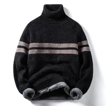 Žiema lauke Naujas vyriškas megztinis aukštu kaklu Vienspalvis megztinis Trikotažas Šiltas laisvalaikio megztinis Megztiniai Vyriški Tops C90