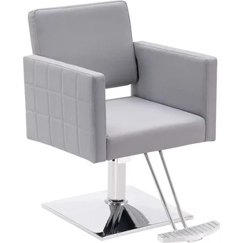 BarberPub salono kėdė plaukų stilistui, hidraulinė kirpyklos stiliaus kėdė, grožio SPA įranga 8821 (pilka)