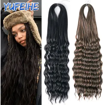 Freetress Loose Wave Crochet Hair Synthetic Luna Curl Braiding Hair Extensions Deep Wave Crochet Twist for Women Black Brown