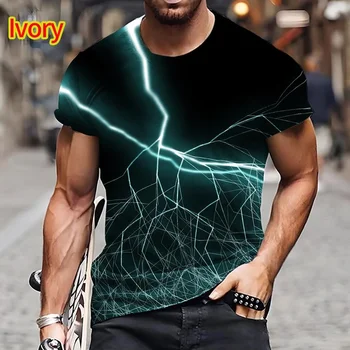Cool Fashion Lightning 3D marginti marškinėliai Vyriški/moteriški vasaros topų drabužiai trumpomis rankovėmis