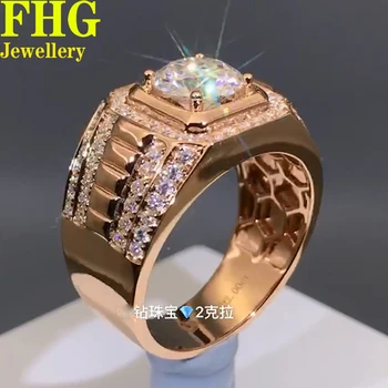 Solid Au750 9K rožinis auksinis žiedas DVVS1 Moissanite Diamonds žiedas prabangus vestuvių sužadėtuvių žiedas