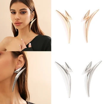 Trikampio lenkimo smailūs auskarai merginoms Minimalistiniai dizainai Perdėti geometriniai aksesuarai 2024 m Vakarėlių papuošalai