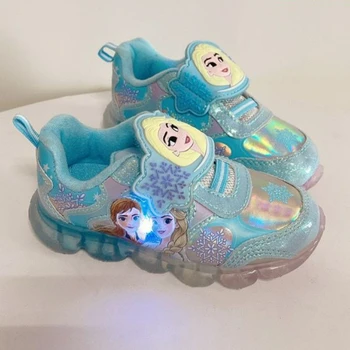 Disney Mirksinčios merginos' Sustingusi princesė Elsa Mėlyna sportinė blizganti snaigė Mėlyni batai Pavasario rudens dydis 7-12