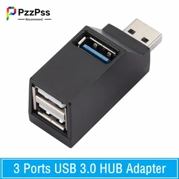 PzzPss didelės spartos 3 prievadai USB 3.0 HUB plėstuvo skirstytuvas Pasukite USB šakotuvą 2.0 adapteris kompiuterio nešiojamojo kompiuterio Mac mini priedams