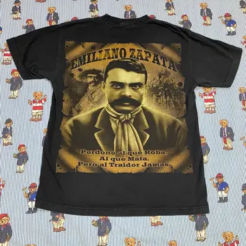 Vintage Emiliano Zapata Grafiniai marškinėliai Juodas plakatas Revoliucinė įgula