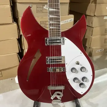 Rickenbacker 330 elektrinė gitara, metalinė raudona spalva, klevo korpusas, raudonmedžio fretboardas, R uodegos tiltas, 6 stygos гитара, Laisvas laivas