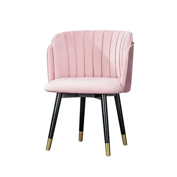 Moderni valgomojo kėdė Rožinio aksomo apmuštas fotelis Shell Kėdė Akcentinė kėdė Viešbučiui