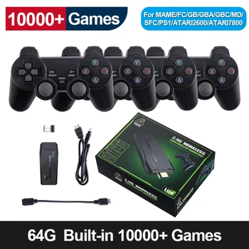 NAUJA 4K nešiojamos konsolės Vaizdo žaidimų konsolė su 2.4G belaidžiais valdikliais Klasikinis žaidimų dvigubų žaidimų grotuvas, skirtas PS1 playstation