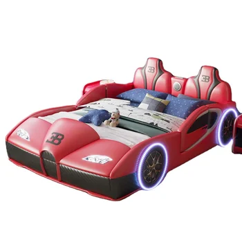 Clever Cartoon Design Automobilio forma Medžio masyvo animacinė lova CELB023 vaikų kambariui