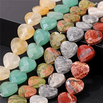 Natūralios širdies formos akmens karoliukai Briaunoti Aventurino brangakmeniai Krištolo širdis Laisvi karoliukai papuošalų gamybai 