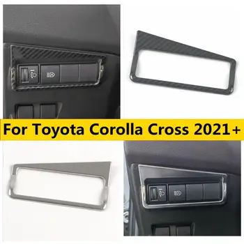 Nerūdijančio plieno priekinių žibintų rankenėlės dangtelio galvutės žibinto reguliavimo rankenėlės lipduko apdaila Toyota Corolla Cross 2021 - 2023 Priedai