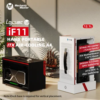 iF11 [LOJCUBE] 12.1L Nešiojamas 67mm žemo profilio radiatorius A4 Struktūra Mini ITX važiuoklės kompiuterio korpusas Kompiuterio dėklas