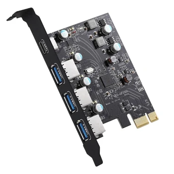 5X PCI-E Į USB3.0+ C tipo išplėtimo kortelė (PCIE kortelė)3 prievadai su itin greita USB 3.0 PCI išplėtimo kortele, skirta 