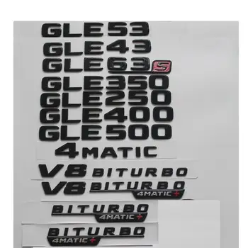 Blizgi juoda Mercedes Benz GLE43 GLE53 GLE63 S AMG GLE300 GLE320 GLE350 GLE400 GLE450 GLE500 GLE550 Simboliai 4MATIC emblemos