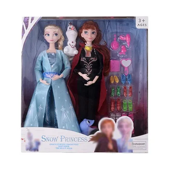 Disney Frozen Princess Doll Kawaii Anime figūrėlė Žaislai Sniego karalienė Elsa Anna Anime figūrėlės Rinkinys Suknelė Žaislų dovana