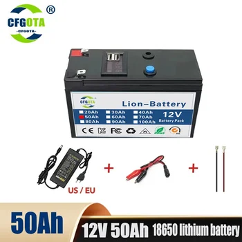 12V baterija 100Ah 18650 ličio baterijų paketo įkraunama baterija saulės energijai Elektromobilio baterija + 12.6v3A įkroviklis