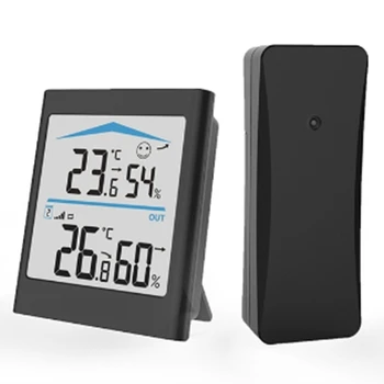 Baldr skaitmeninė LCD orų stotis Vidaus lauko tendencijos higrometras Termometras Belaidis nuotolinio jutiklio judesys (juodas) CNIM karštas