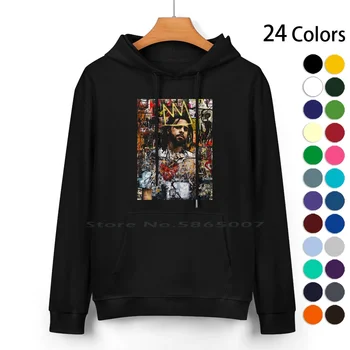 J Cole portretas Grynos medvilnės megztinis su gobtuvu 24 spalvos Jcole Hiphop Dreamville Menininkas Reperis Meilės ikona Tribute Portretas Lyrikas