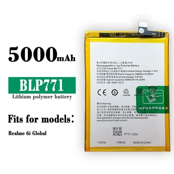 didelės talpos aukštos kokybės BLP771 ličio baterija OPPO Realme 7i C3 telefonui Baterija REALME 6I telefono baterija