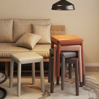 namuose sutirštinta minkšto krepšio kėdė gali būti sukrauta stalo kėdė moderni paprasta balno oda valgomojo kėdė svetainė kvadratinė taburetė