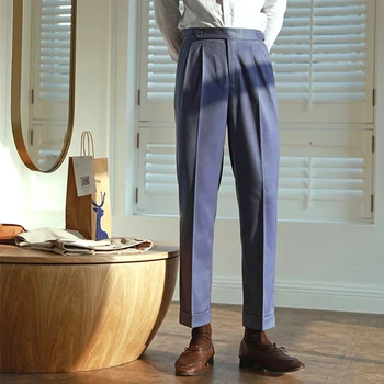Aukščiausios kokybės rudens kelnės Vyrai Italija Verslo suknelė Pantalones Office Socialinis kostiumas Kelnės Vestuvių jaunikis Kelnės Hombre Slim