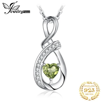 JewelryPalace Infinity Love Heart Genuine Peridot 925 Sterling Silver Pakabuko vėrinys moteriai Brangakmenis Fine Jewelry No Chain