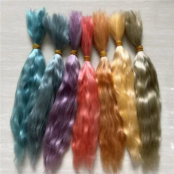 Naujausios atgimusios lėlės Moheros rankų darbo lėlės Plaukų perukas Mėlynas / Žalias/ Kava / Oranžinės spalvos moheros plaukų aksesuaras BJD lėlėms