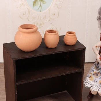 1Vnt 1/12 Lėlių namelio miniatiūriniai aksesuarai Mini keraminis vazonas Simuliacinis Baldai Terakotos vaza Lėlių namų dekoravimui