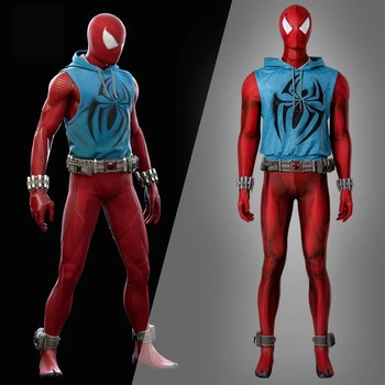 2023 Scarlet Spider Cosplay kostiumas vyrams Kombinezonas Smėlinukas per eilėraštį Helovino karnavalo vakarėlis Vaidmenų žaidimo kostiumas Naujas