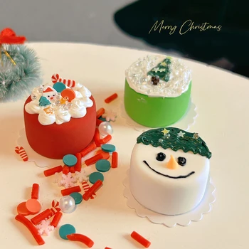 1PC Lėlių namelis Miniatiūrinis pyragas Kalėdų Helovino dekoro tortas Sniego senio moliūgas Vaiduoklis Tortas Virtuvė Maisto modelis Dekoro žaislas