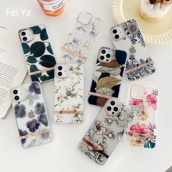 Fashion Electrovaning High-transparent Flower Leaves Cartoon Phone Case for iPhone 14 13 12 11 Pro Max 14Plus 14ProMax Cover