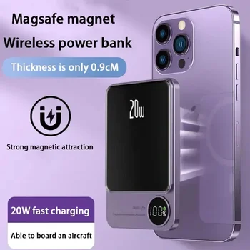 50000mAh Macsafe magnetinis maitinimo blokas PD20W 15W belaidis greitas įkroviklis Išorinis pagalbinis akumuliatorius, skirtas Magsafe iPhone 15 14 13