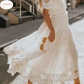Vakarinės ilgos suknelės Vasaros elegantiškos krištolo karoliukais puoštos nėrinių prom vakarėlis Maxi paplūdimio suknelė Chalatas De Soiree Moterų mergina Lady Vestidos