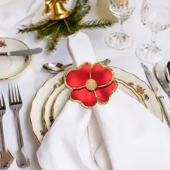 Modernus servetėlių žiedo dizainas Elegantiški gėlių servetėlių žiedai Stilingas stalo dekoras Kalėdoms Padėkos dienos vestuvės Gėlė stalui