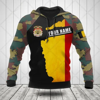 Individualus pavadinimas Belgija Emblema Kamufliažas Gobtuvai Laisvi Unisex megztiniai Madingi džemperiai Žieminiai kasdieniai drabužiai Laisvalaikio gatvės drabužiai
